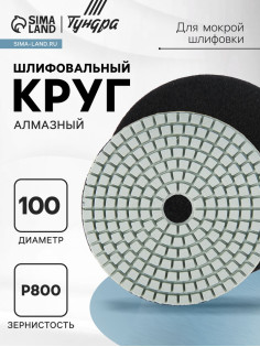 Алмазный гибкий шлифовальный круг ТУНДРА «Черепашка», для мокрой шлифовки, 100 мм, № 800