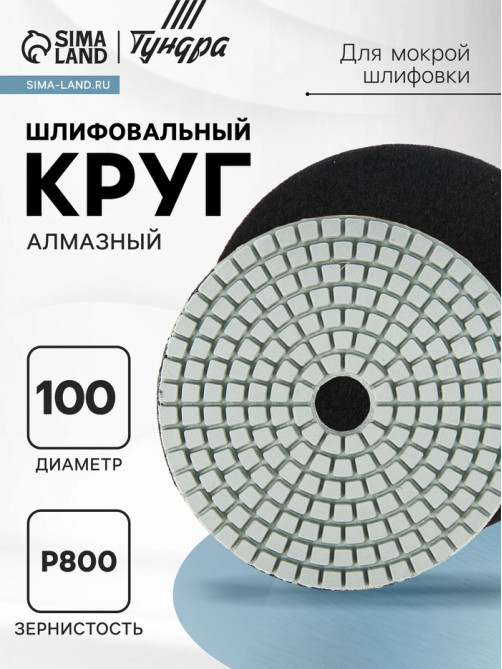Алмазный гибкий шлифовальный круг ТУНДРА «Черепашка», для мокрой шлифовки, 100 мм, № 800