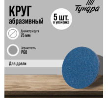 Круг абразивный шлифовальный ТУНДРА, по нержавеющей стали, для дрели, М8, 75 мм, P60, 5 шт.