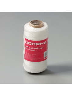 Нить крученая Доляна, 2-х прядная, ПП, d=1.3 мм, 200 м, белая