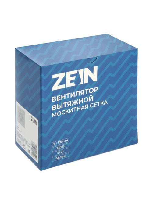 Вентилятор вытяжной ZEIN, LOF-01, d=100 мм, 220 В, 15 Вт, москитная сетка, белый