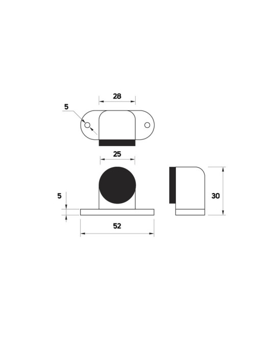 Упор дверной U104CP, d=25 мм, h=30 мм, цвет хром