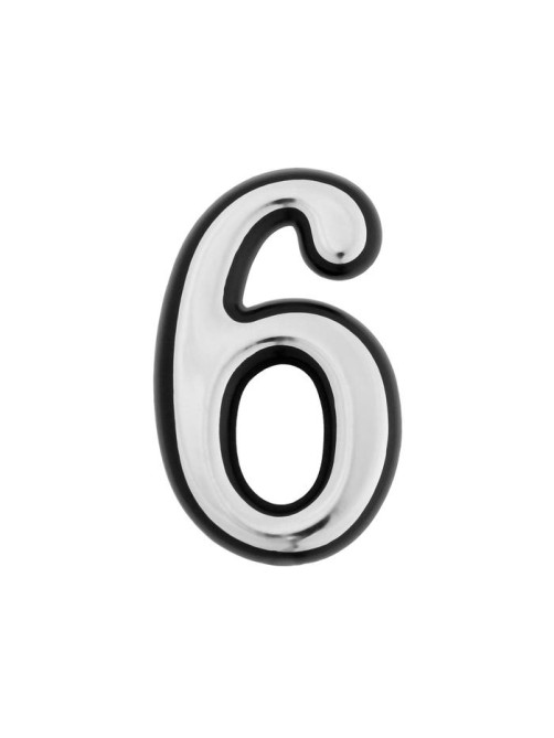 Цифра дверная 6 ТУНДРА, пластиковая, цвет хром, клеевая основа, 1 шт.