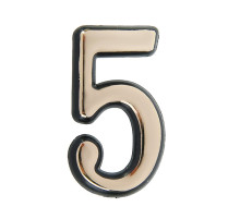 Цифра дверная 5, пластиковая, цвет золото, клеевая основа