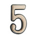 Цифра дверная 5, пластиковая, цвет золото, клеевая основа