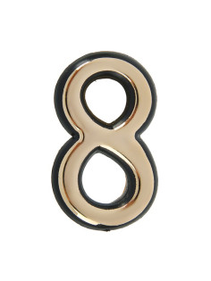 Цифра дверная 8, пластиковая, цвет золото, клеевая основа