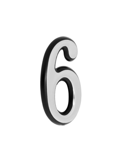 Цифра дверная 6 ТУНДРА, пластиковая, цвет хром, клеевая основа, 1 шт.