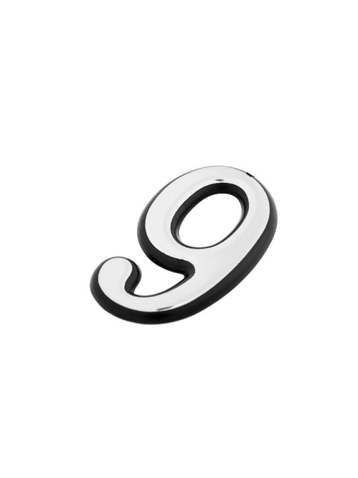 Цифра дверная 9, пластиковая, цвет хром, клеевая основа