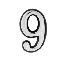 Цифра дверная 9 ТУНДРА, пластиковая, цвет хром, клеевая основа, 1 шт.