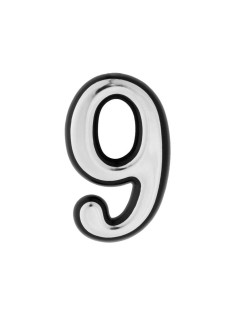 Цифра дверная 9 ТУНДРА, пластиковая, цвет хром, клеевая основа, 1 шт.