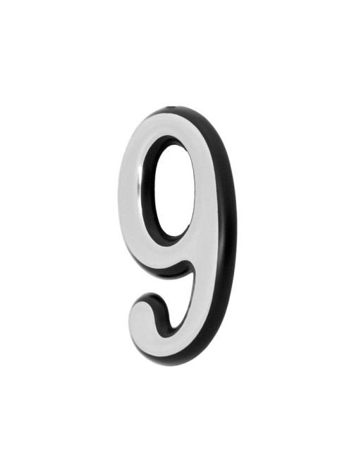 Цифра дверная 9 ТУНДРА, пластиковая, цвет хром, клеевая основа, 1 шт.