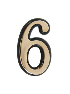 Цифра дверная 6, пластиковая, цвет золото, клеевая основа