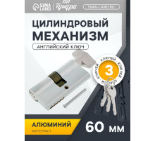 Цилиндровый механизм, 60 мм, с вертушкой, английский ключ, 3 ключа, хром