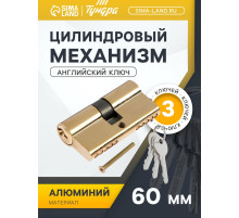 Цилиндровый механизм, 60 мм, английский ключ, 3 ключа, золото