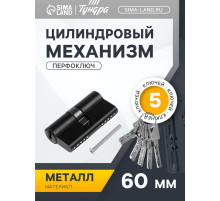 Цилиндровый механизм, 60 мм, перфор. ключ, 5 ключей, черный