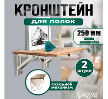Кронштейн складной для столов и полок ТУНДРА, 2 шт., длина 250 мм, нержавеющая сталь