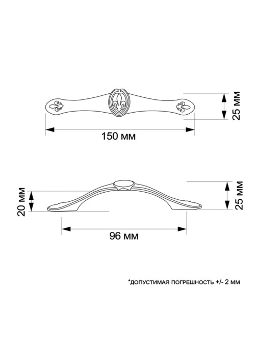Ручка-скоба мебельная LIGHT, м/о 96 мм, белая с золотом