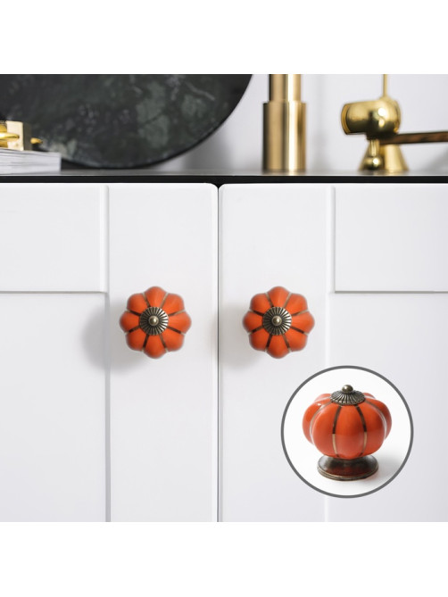 Ручка-кнопка PEONY Ceramics 001, керамическая, оранжевая