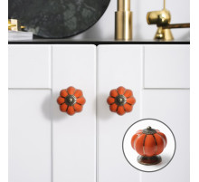 Ручка-кнопка PEONY Ceramics 001, керамическая, оранжевая