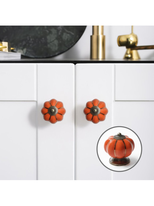 Ручка-кнопка PEONY Ceramics 001, керамическая, оранжевая