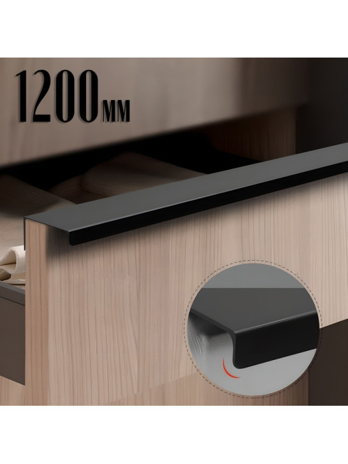 Ручка профильная CAPPIO RT001BL, L=1200 мм, м/о 480 мм, цвет черный