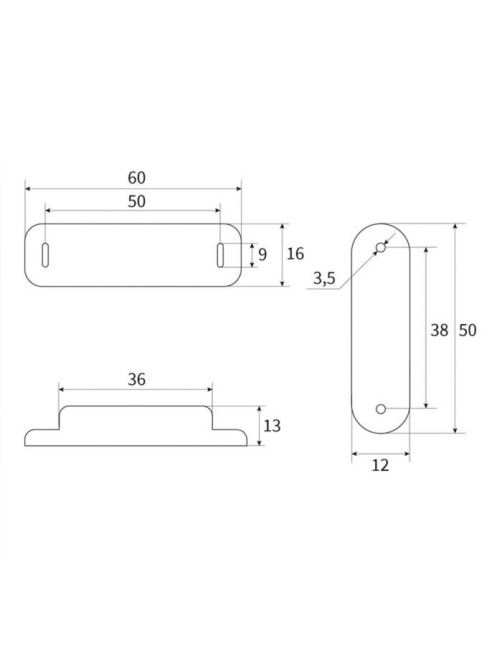 Магнит мебельный M002W, 60×13, средний, белый