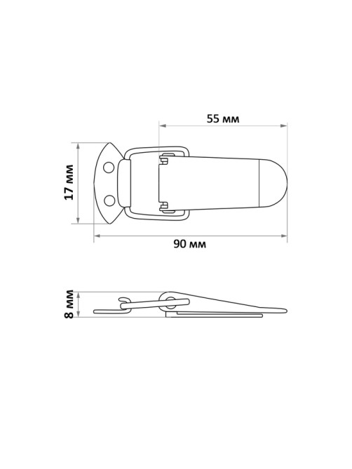 Замок-защелка на ящик Z10, 5.5 см, железный