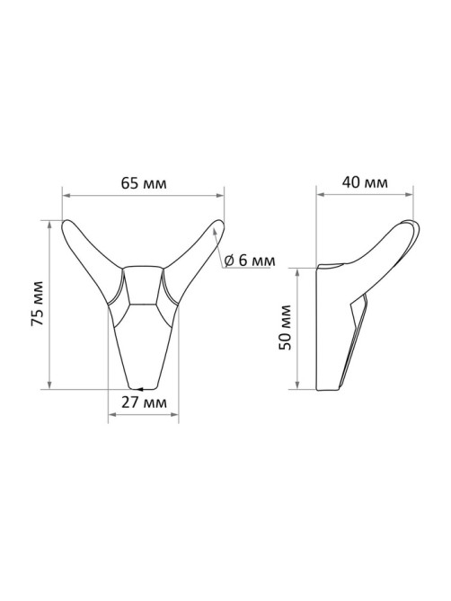 Крючок мебельный CAPPIO HORN, двухрожковый, цвет черный