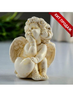 Фигурка гипс «Ангел с сердцем», позолота, 6×8×5 см