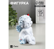 Фигурка гипс «Ангелочек с божьей коровкой», белый, 8.5×10×14 см