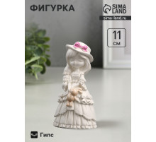 Фигурка гипс «Девочка с зайкой», перламутр, 11 см