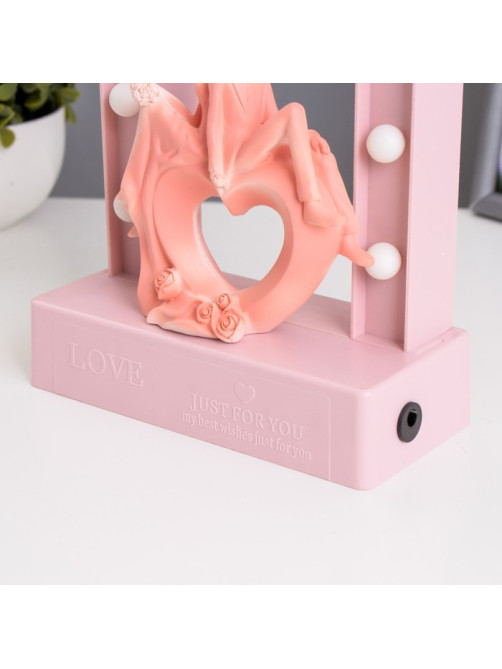Фигурка световая RISALUX «Влюбленные», 14хLED, ночник, 4000К, USB, 3×АА, розовый, 24.5×7×15.5 см
