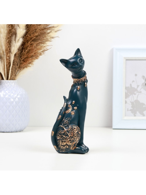 Фигурка полистоун «Кошка», синяя, 20×8 см