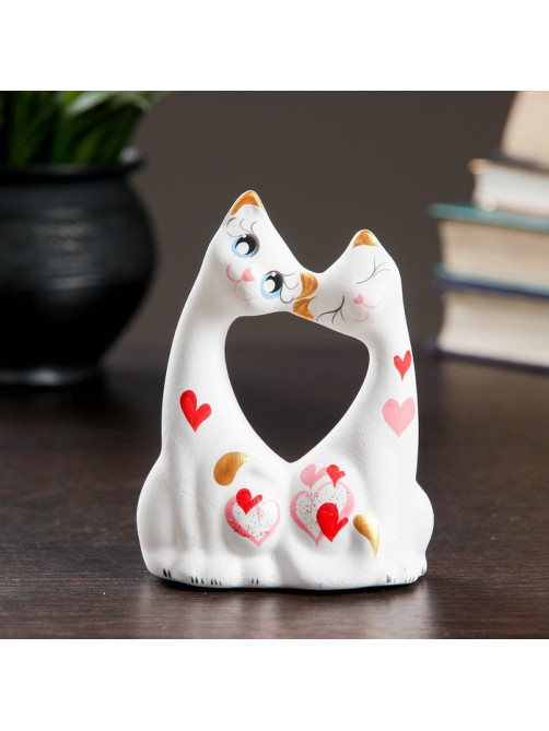 Фигурка керамика «Коты влюбленные», белые, 5×9×11 см