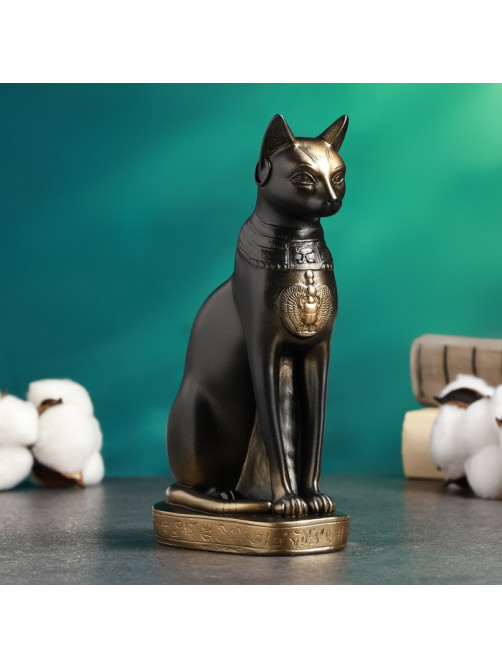 Фигурка гипс «Кошка египетская», бронза, 11×20×7 см