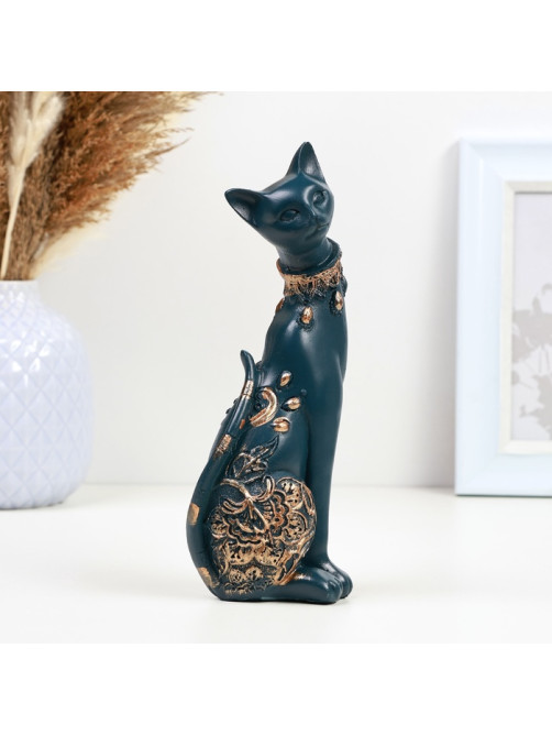 Фигурка полистоун «Кошка», синяя, 20×8 см
