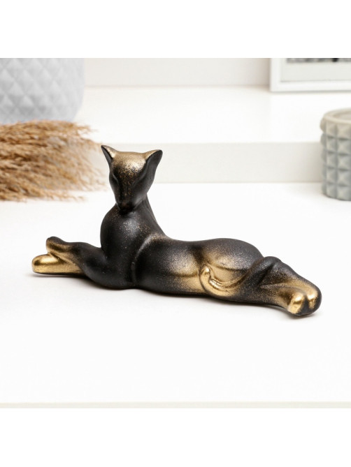 Фигурка гипс «Кот лежит», чёрный, 8×20 см