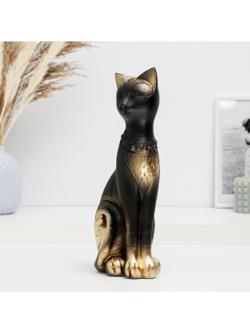 Фигурка гипс «Кот Фараон», чёрная в золоте, 28 см