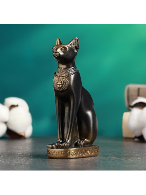 Фигурка гипс «Кошка египетская», бронза, 7×14×5 см