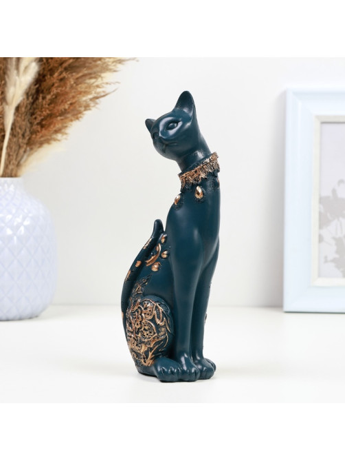 Фигурка полистоун «Кошка», синяя, 20×8 см