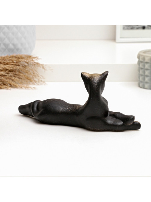 Фигурка гипс «Кот лежит», чёрный, 8×20 см