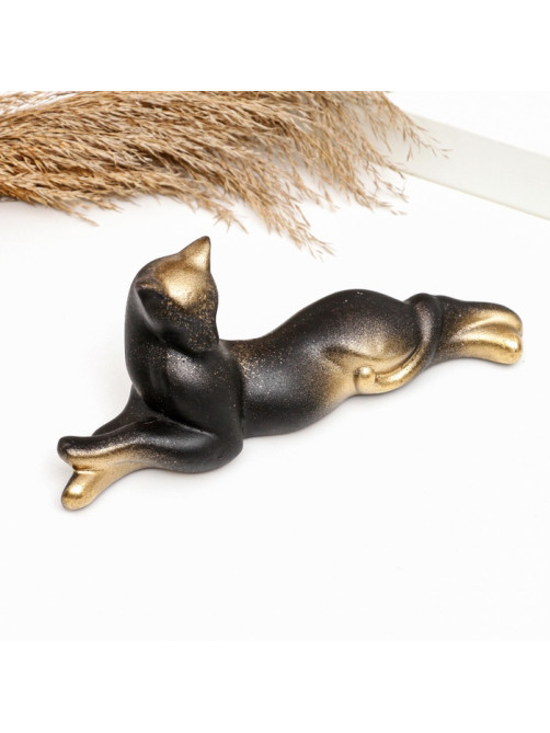 Фигурка гипс «Кот лежит», чёрный, 8×20 см