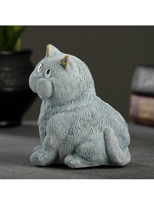 Фигурка гипс «Кот сидит», серо-голубой, 10×9×11 см