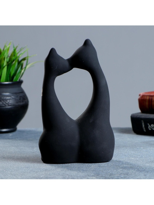Фигурка керамика «Коты влюбленные», чёрные, 5×10×17 см