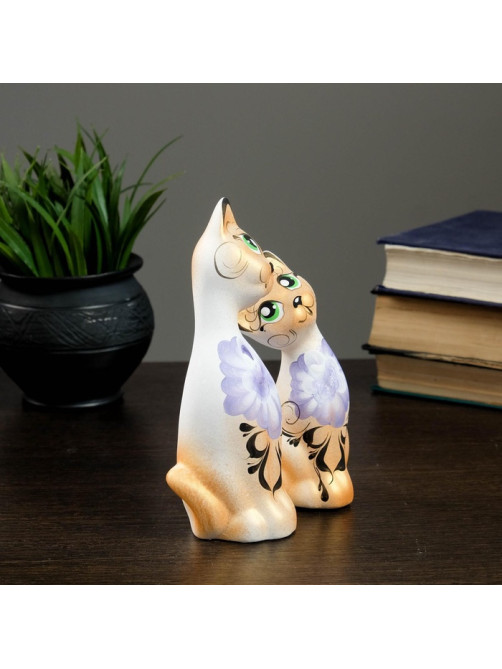 Набор фигурок керамика «Love Коты ушастые», 2 шт., в цветочек, 13×6×17 см