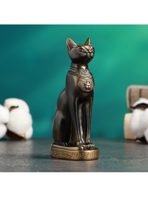 Фигурка гипс «Кошка египетская», бронза, 7×14×5 см