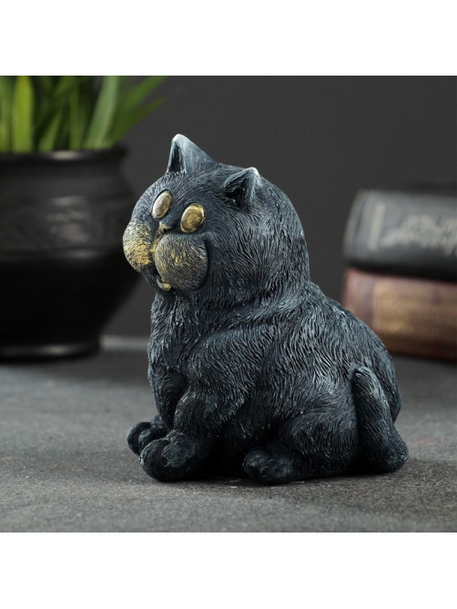 Фигурка гипс «Кот сидит», серо-голубой, 10×9×11 см