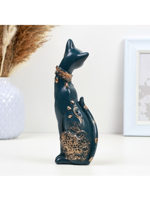 Фигурка полистоун «Кошка», синяя, 20×8 см