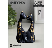 Фигурка керамика «Коты влюбленные», чёрные, 5×10×17 см