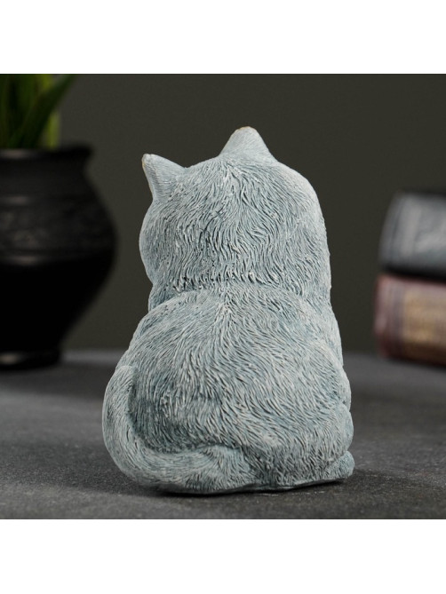 Фигурка гипс «Кот сидит», серо-голубой, 10×9×11 см